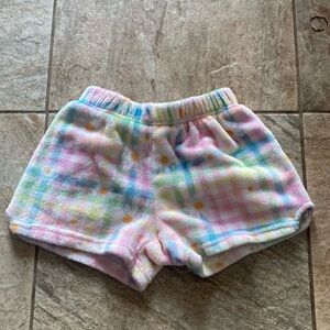 iscream multicolor plaid with daisies fleece shorts in size medium 10-12 GUC